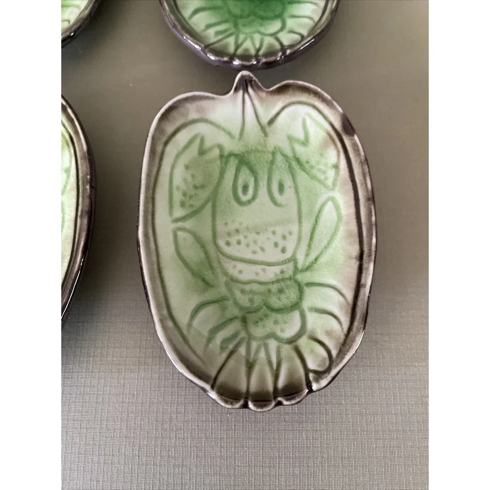Vintage Seafood Lobster Art Pottery Plates‎ Bowl Cup Butter Lemon Sauce MCM